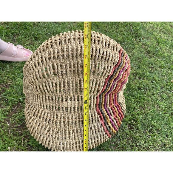 Vintage Buttocks Butt Basket Southwestern Stripe Egg Farm Flower Gathering 20" - Picture 15 of 16